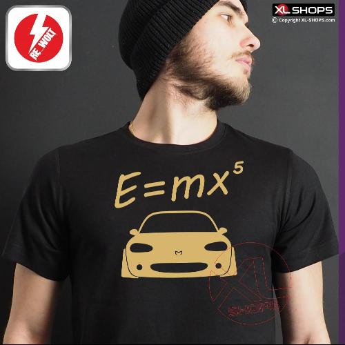 E = MX5 NB Men tshirt black gold M-JUJIRO MAZDA