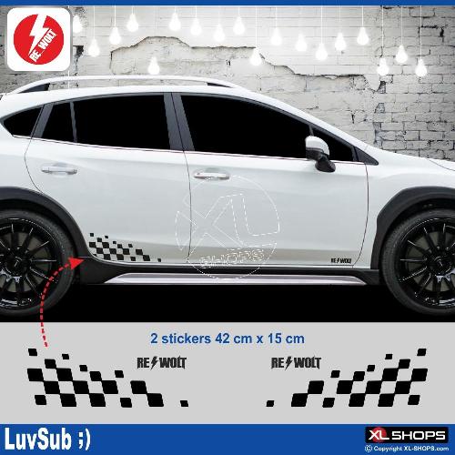 2 chequered flag sticker decal 42 cm SUBARU